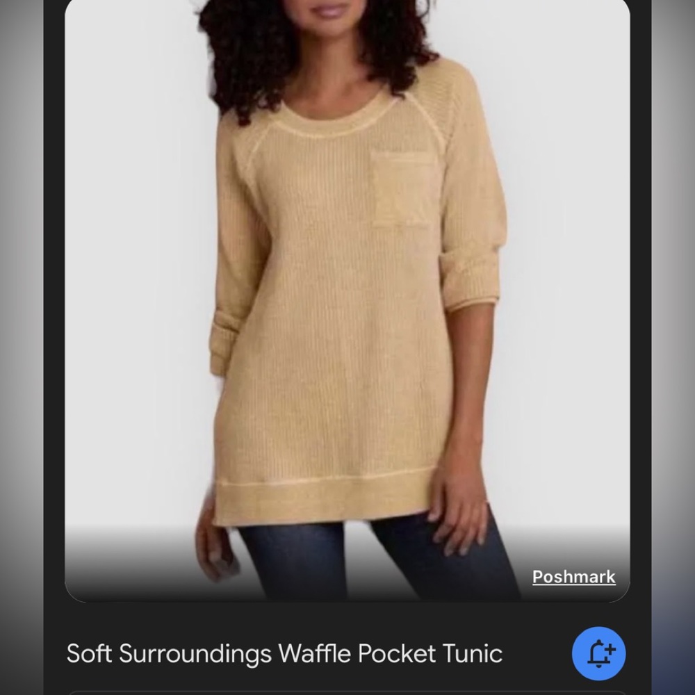 Like New Soft Surroundings Waffle Tunic Top With Pocket. Size L. So cute & Comfy